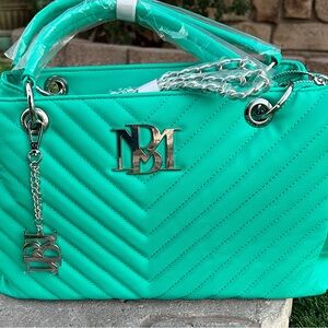 NWT Badgley Mischka Teal Quilted Crossbody Purse • Chain/Handle
